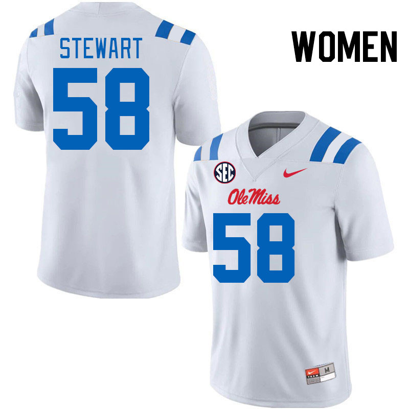 Women #58 Elliiot Stewart Ole Miss Rebels 2024 New Uniforms College Football Jerseys Stitched-White